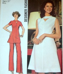 5009 SIMPLICITY 1972 DESIGNER CUT OUT TUNIC, DRESS, PANTS PATTERN 10; 12 CHOICE